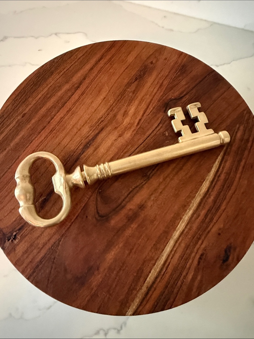Vintage Brass Key-Shaped Corkscrew Bottle Opener Italy